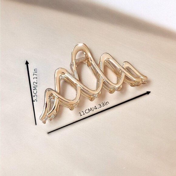 METAL SQUIGGLE CLAW CLIP (GOLD) - Picture 5 of 5